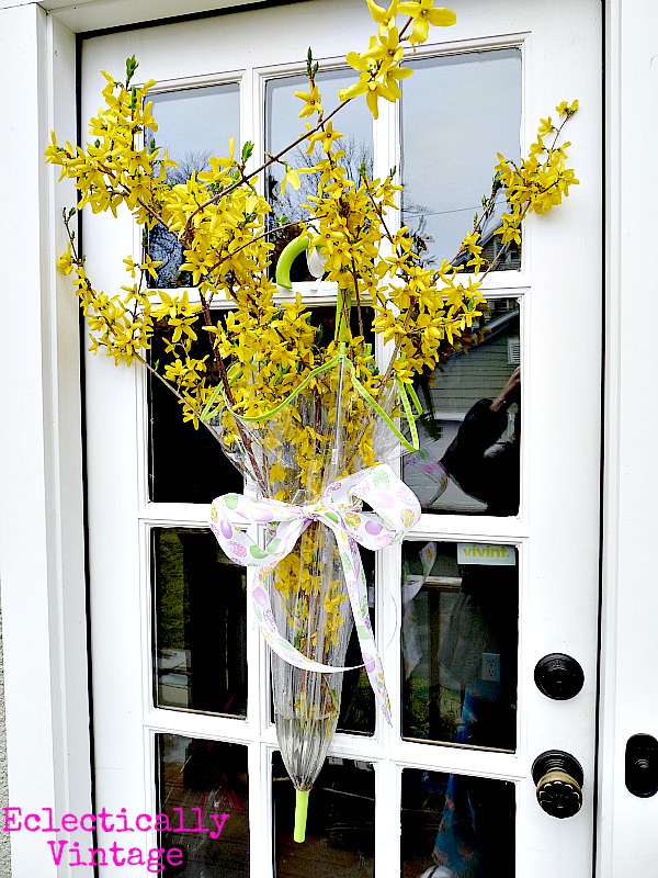 Singing in the Rain Spring Door Umbrella Wreath