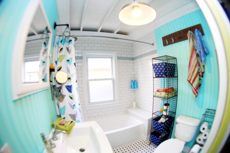 Exceptionally Eclectic – Bold, Bright, Beachy Bathroom