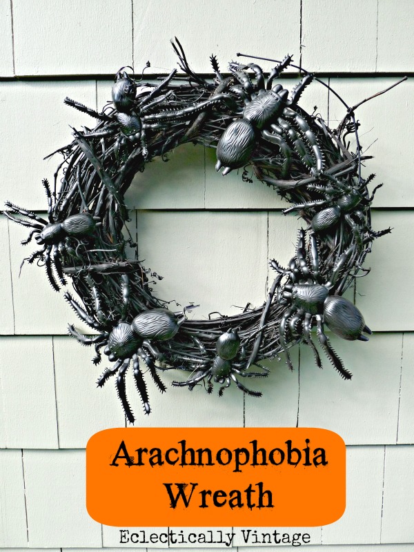 Make a Spooky Spider Wreath - love this for a front door on Halloween! kellyelko.com