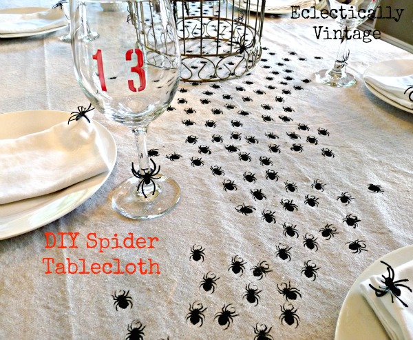 DIY Swarming Spiders Tablecloth for Halloween