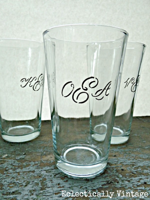 Dollar Store DIY Monogrammed Gifts – Drinking Glasses