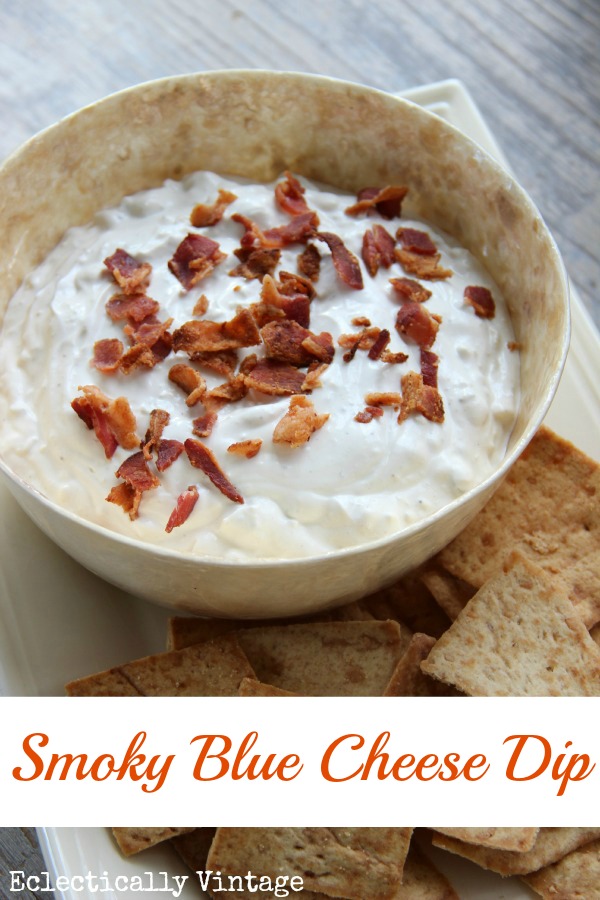 Smoky Blue Cheese Dip with a Kick! the perfect party appetizer kellyelko.com #appetizers #partyfood #dips #recipes #bacon #kellyelko 
