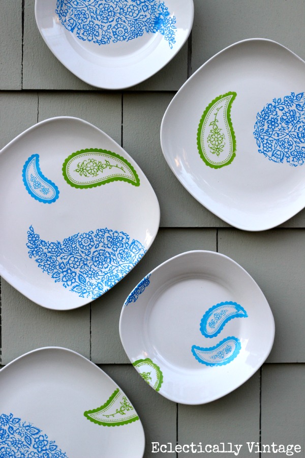 DIY Painted Paisley Plate Wall