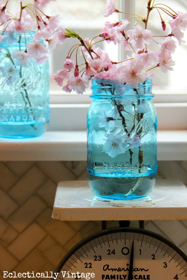 Mason Jar Window Treatment & New Blue Mason Jars Giveaway!