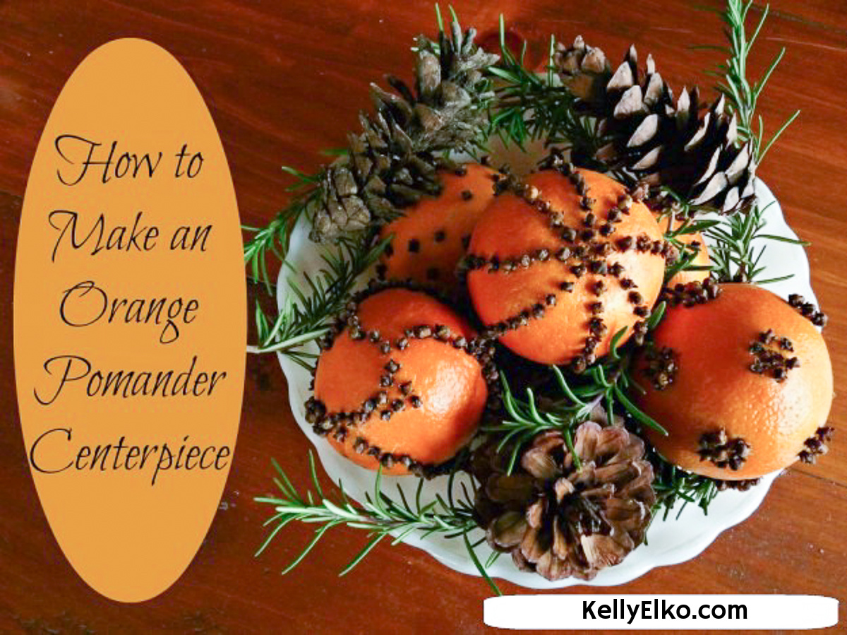How to make an orange pomander centerpiece that you can use year after year! kellyelko.com
