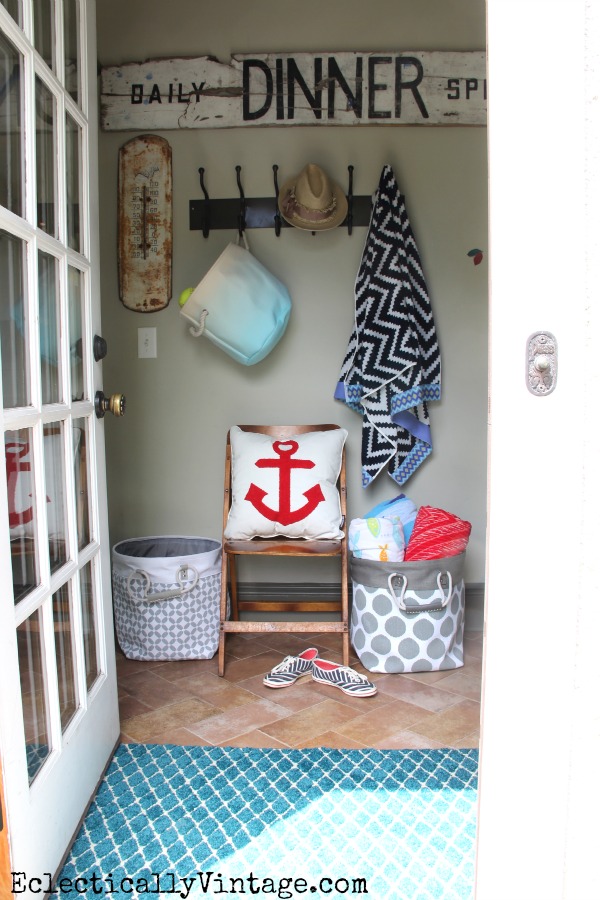 Colorful Summer Mudroom Stylin Storage