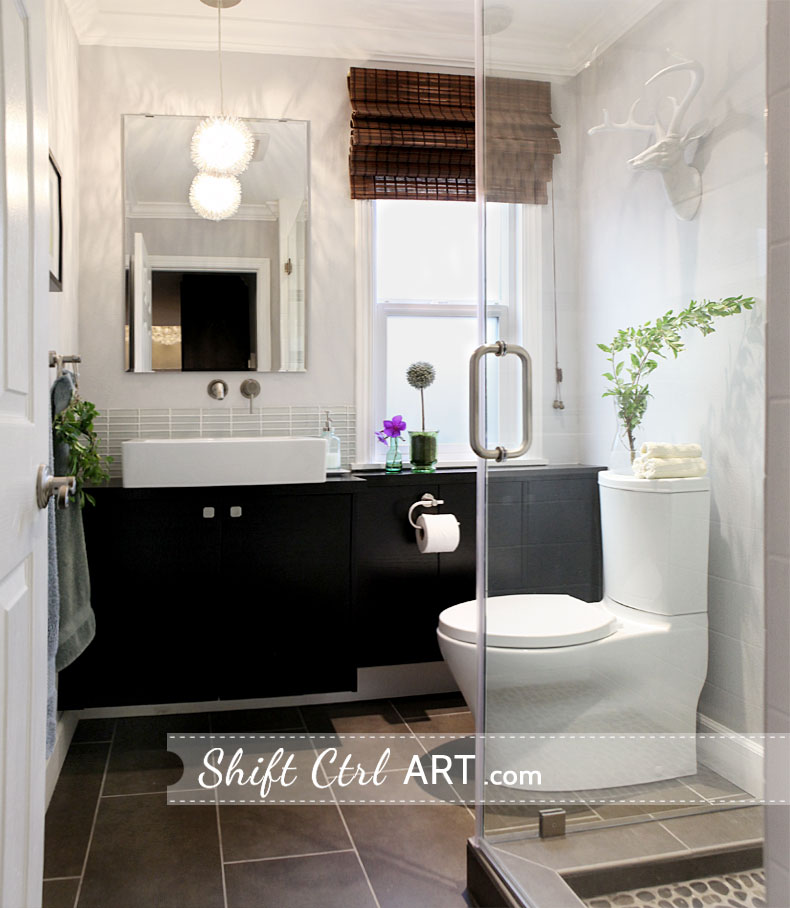 Shift Ctrl Art Home Tour - love this stunning bathroom! kellyelko.com