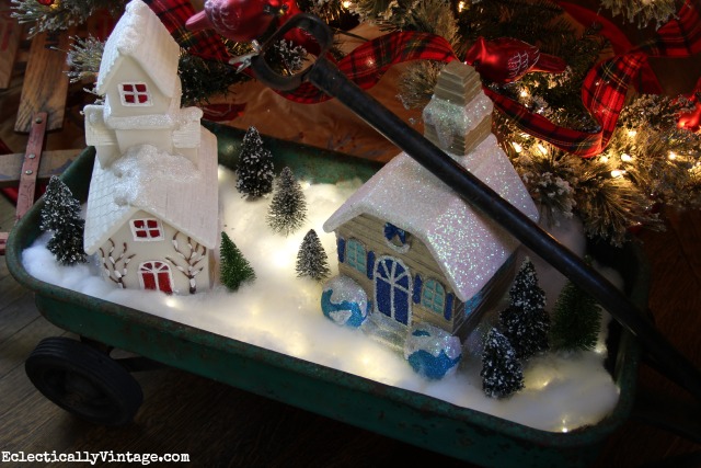 Creative Christmas Decorating Ideas - love this wagon with a snowy winter village kellyelko.com