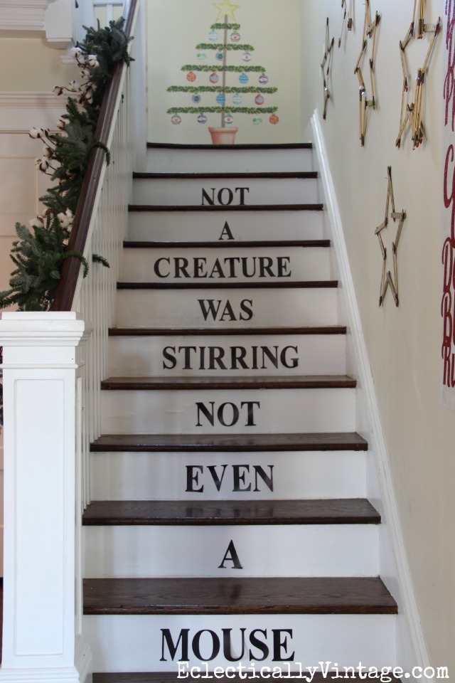 Love this fun Christmas staircase kellyelko.com