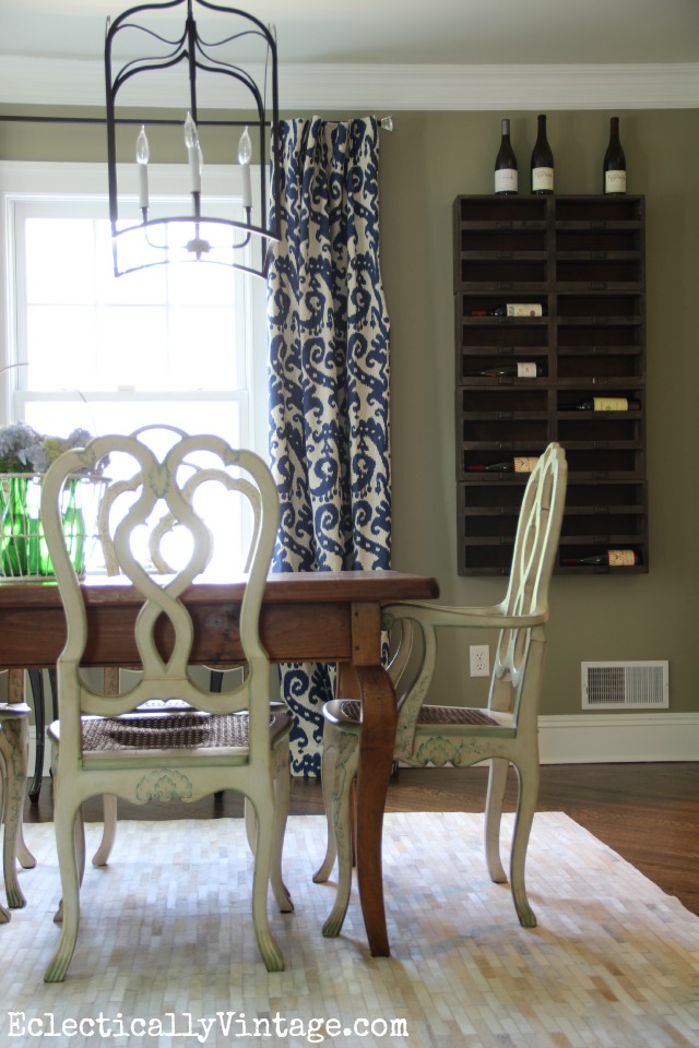 Love the blue and white curtains and cowhide rug kellyelko.com