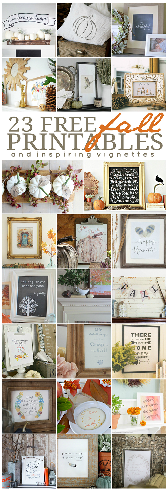 23 Free Fall Printables kellyelko.com - love the Give Thanks free fall printable 