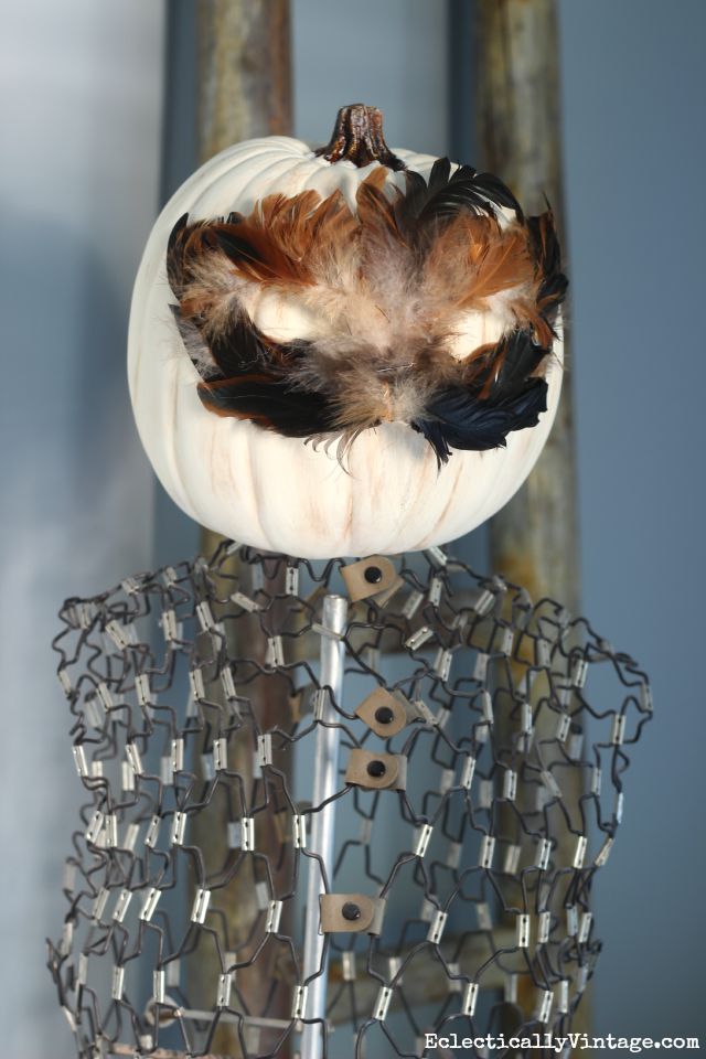 Feather Mask Pumpkin Vintage Dress Form