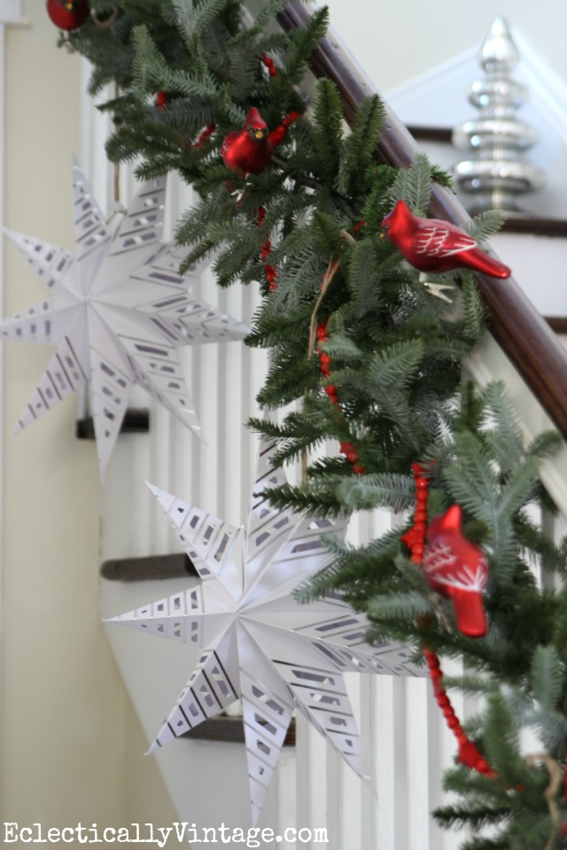 Snowflake garland bannister for Christmas kellyelko.com