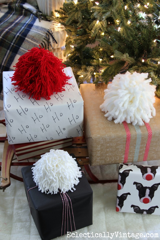 DIY Giant Pom Poms Gift Toppers