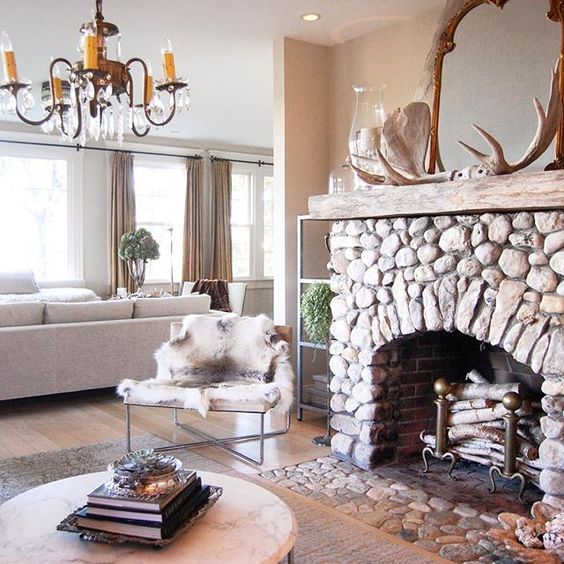 This rock fireplace is so charming! kellyelko.com