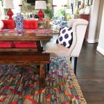 colorful rug, dining room