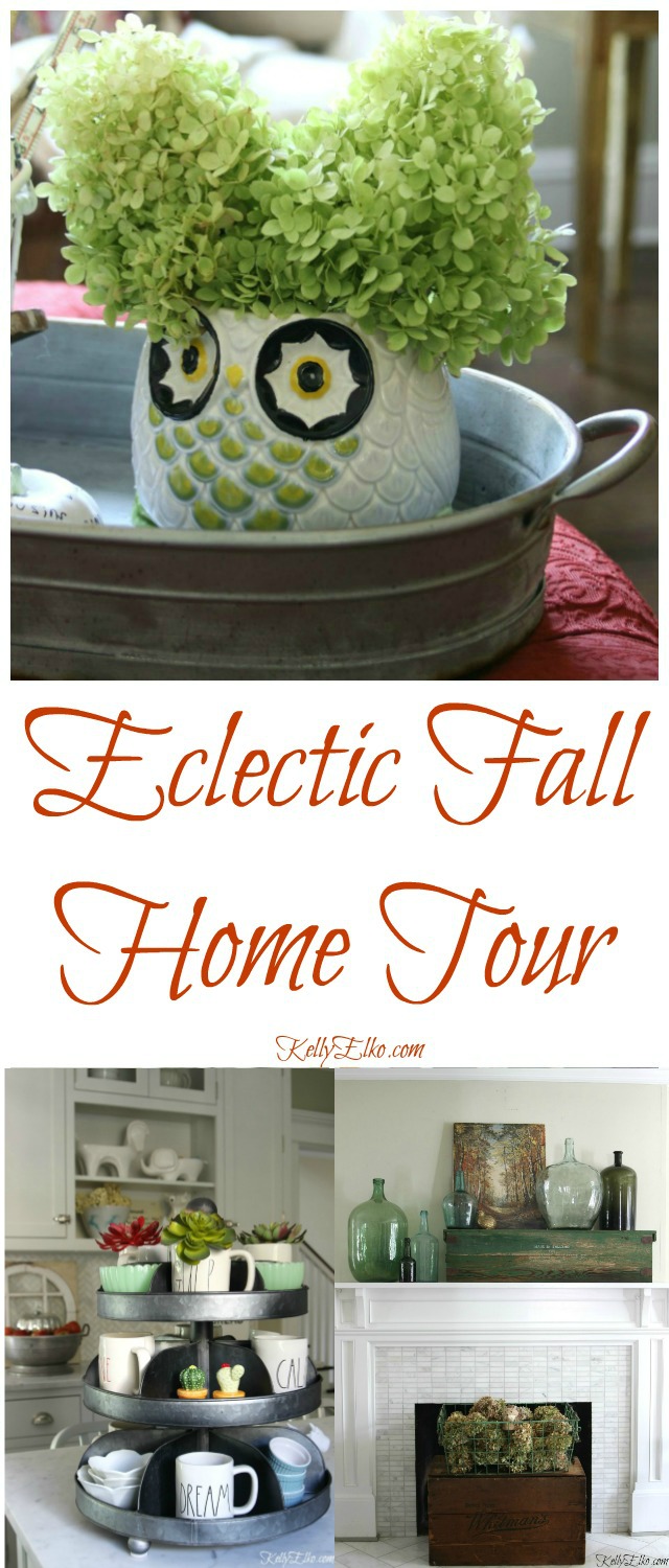 Eclectic Fall Home Tour kellyelko.com #fall #falldecor #autumndecor #vintagedecor #homedecor #hometour #farmhousedecor #fallhometour #vintagestyle 