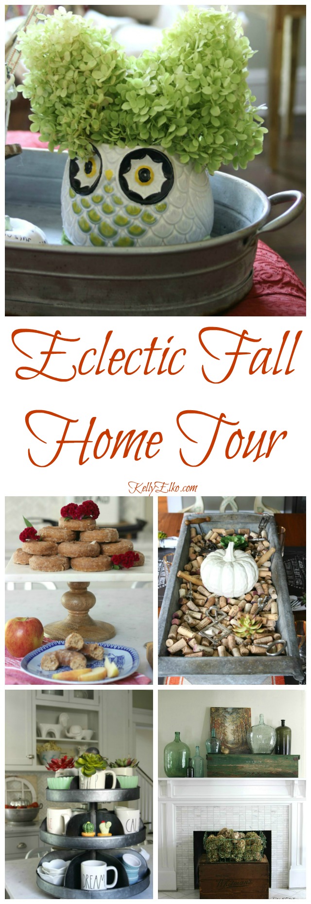 Eclectic Fall Home Tour - so many creative decorating ideas kellyelko.com