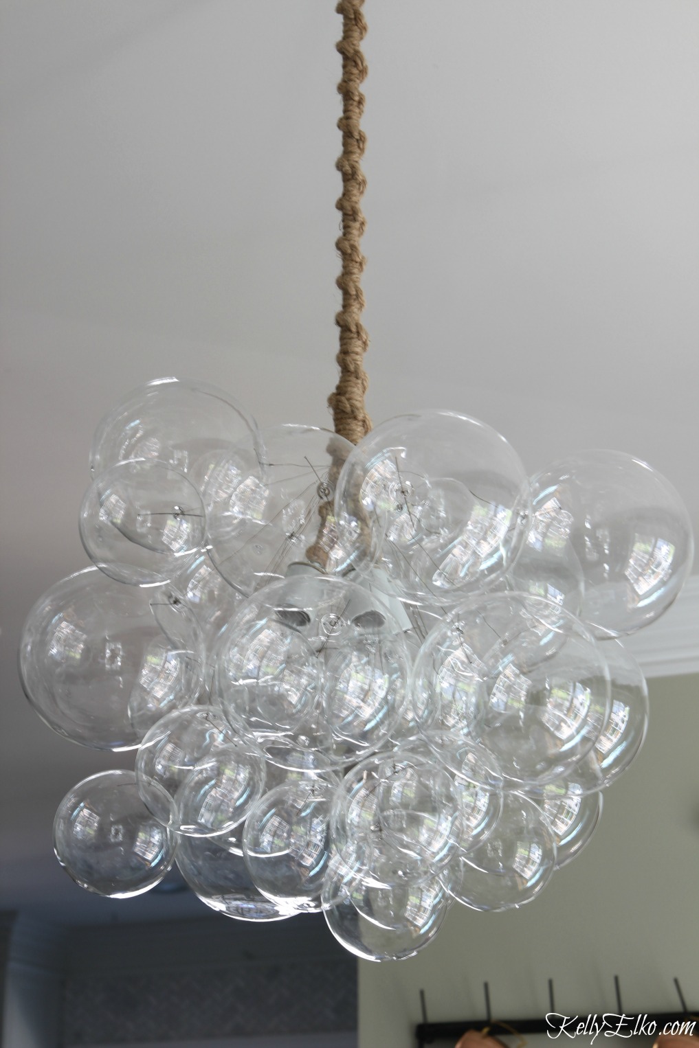 Love this bubble chandelier with jute cord - it's a true work of art kellyelko.com