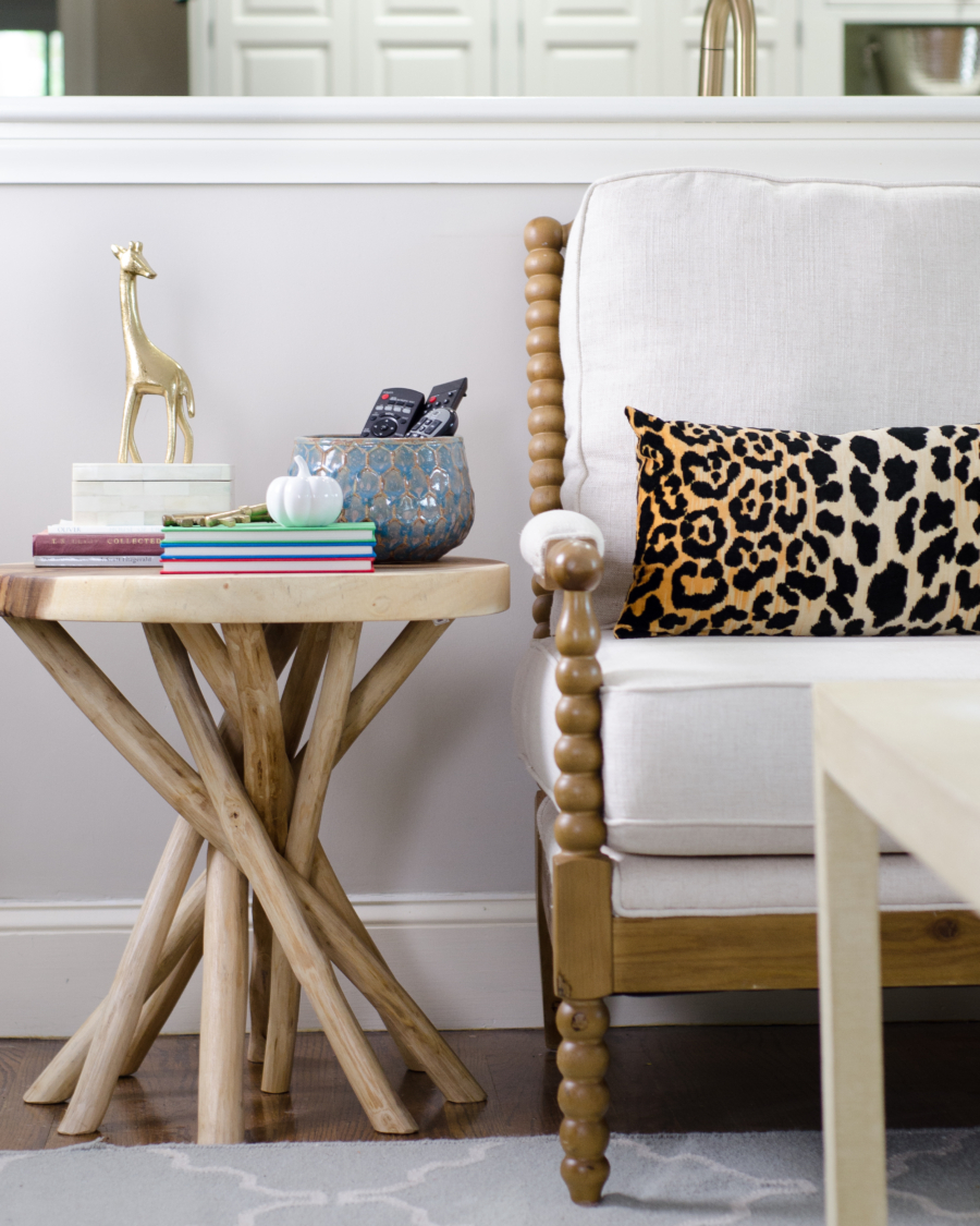 Rustic wood table and spool chair 