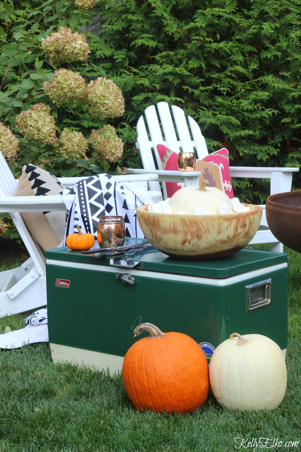 Host a s'mores party - love this cozy seating area kellyelko.com