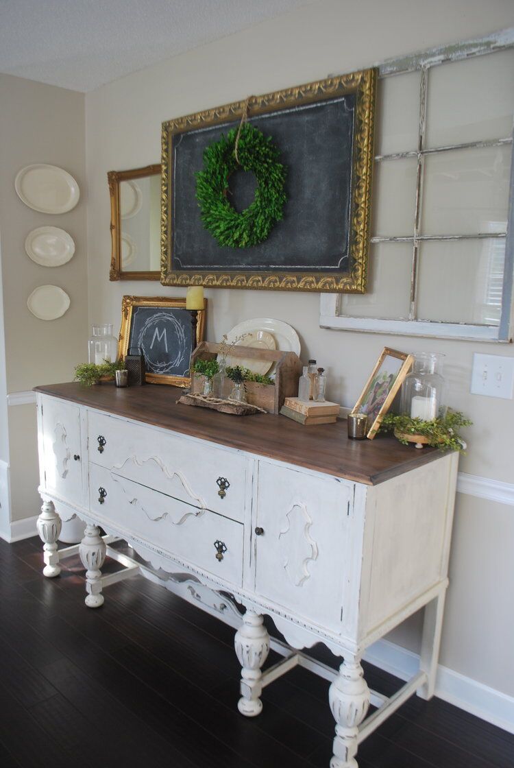 Antique buffet in a farmhouse dining room