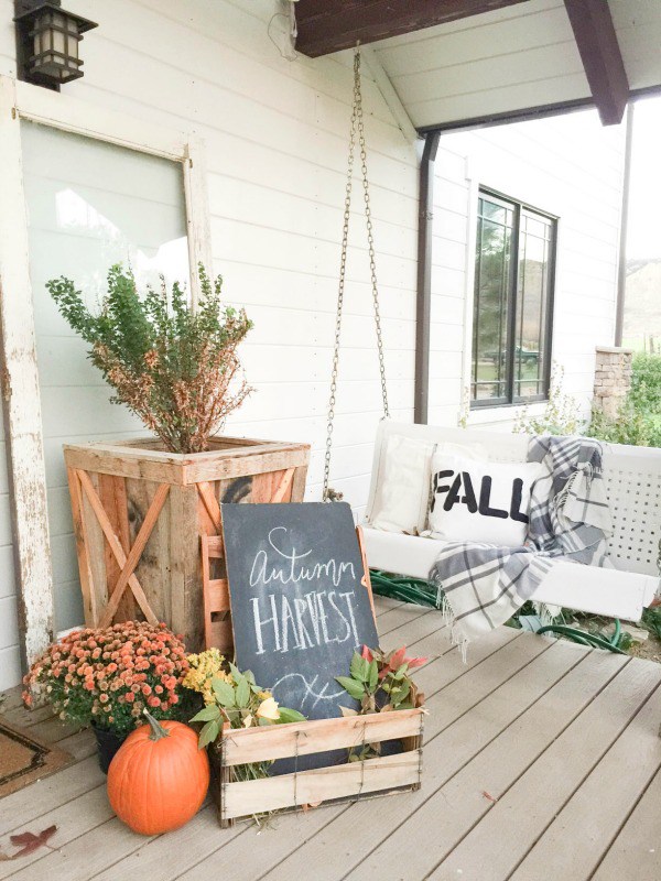 Vintage metal porch glider turned hanging swing 