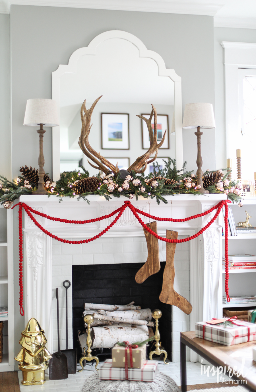 Modern Christmas mantel 