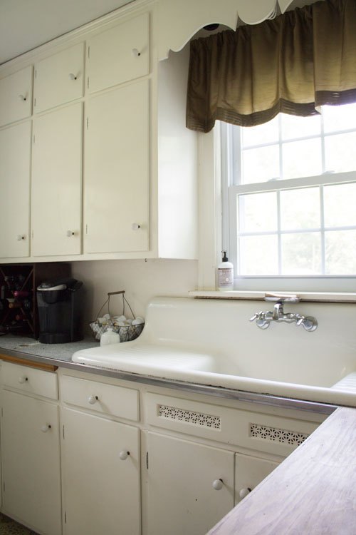 Vintage kitchen with original farmhouse sink