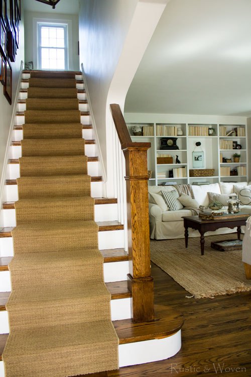 Textured stair runner and neutral home tour kellyelko.com