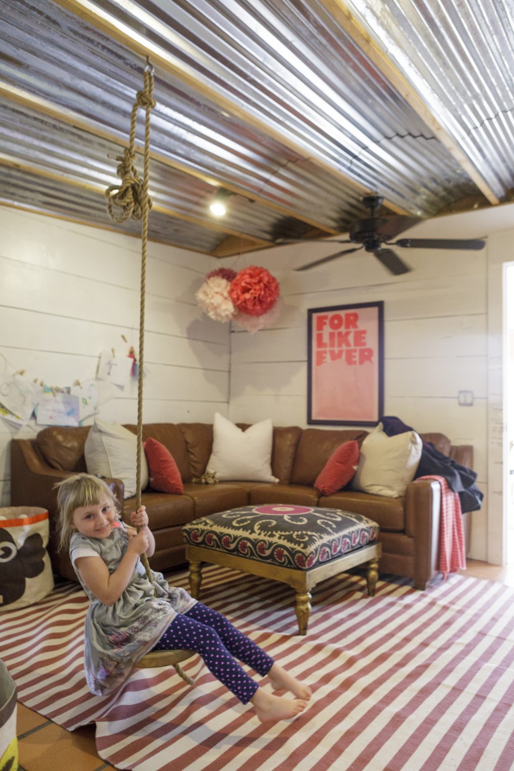 How cool is this metal ceiling in the basement 