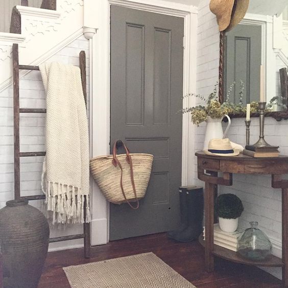 Faux brick wallpaper adds texture to this foyer kellyelko.com