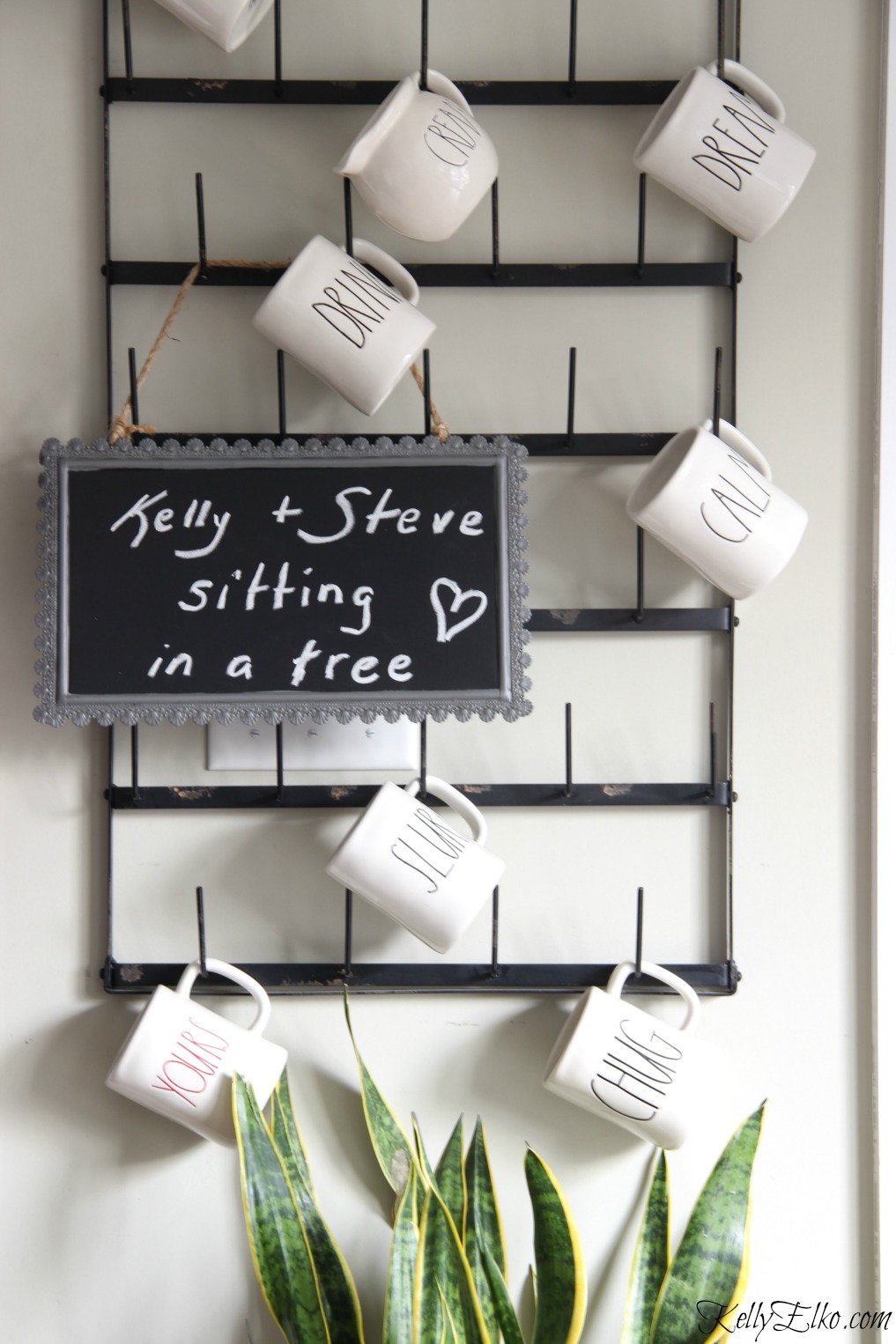 Love this huge wall mounted bottle drying rack for displaying a mug collection kellyelko.com