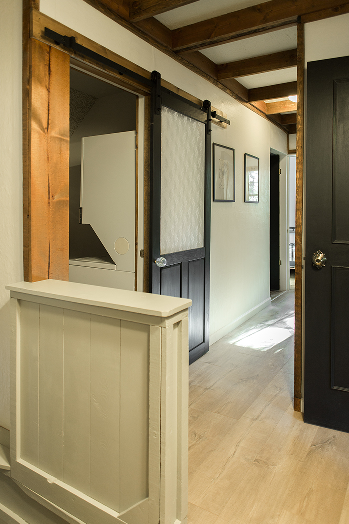 Sliding barn door in the laundry room