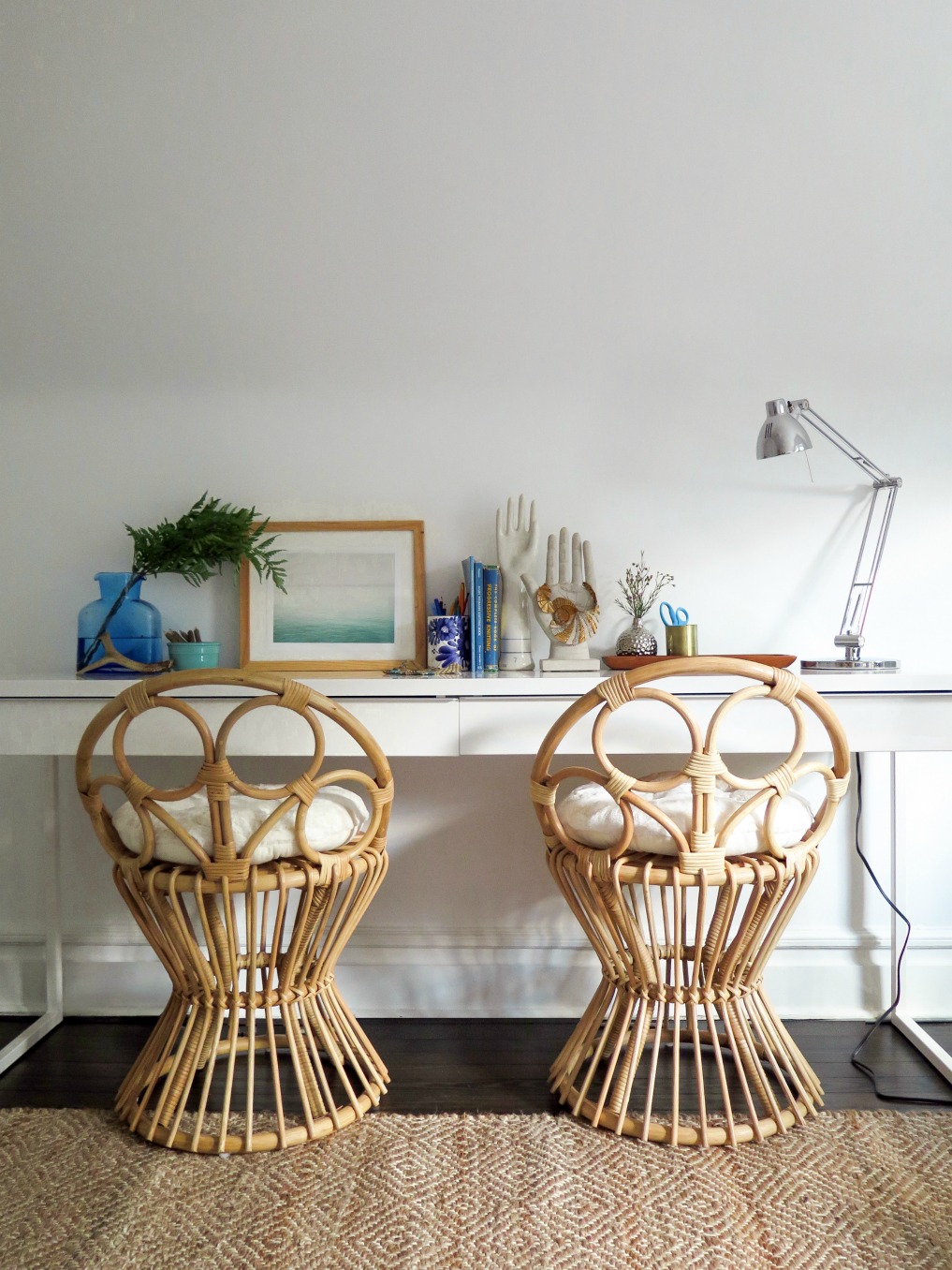 Rattan desk chairs 