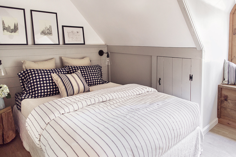 Neutral gray and white bedroom