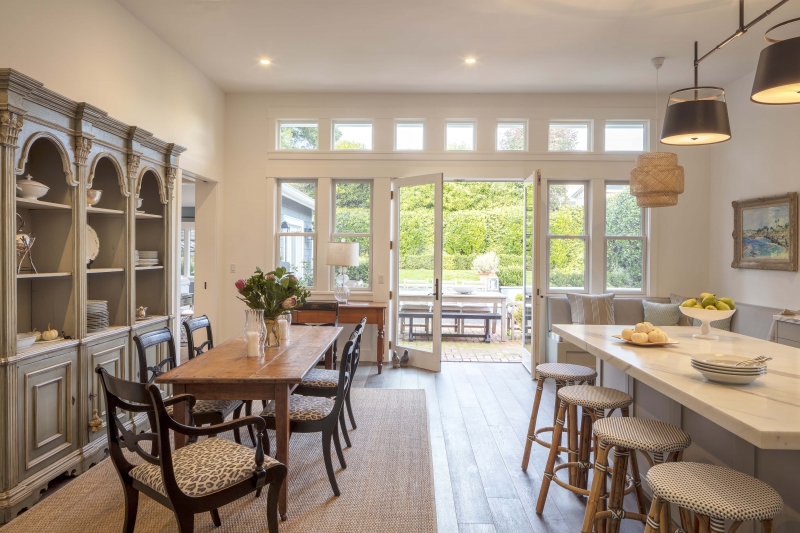 Open kitchen and family room spills onto the patio 