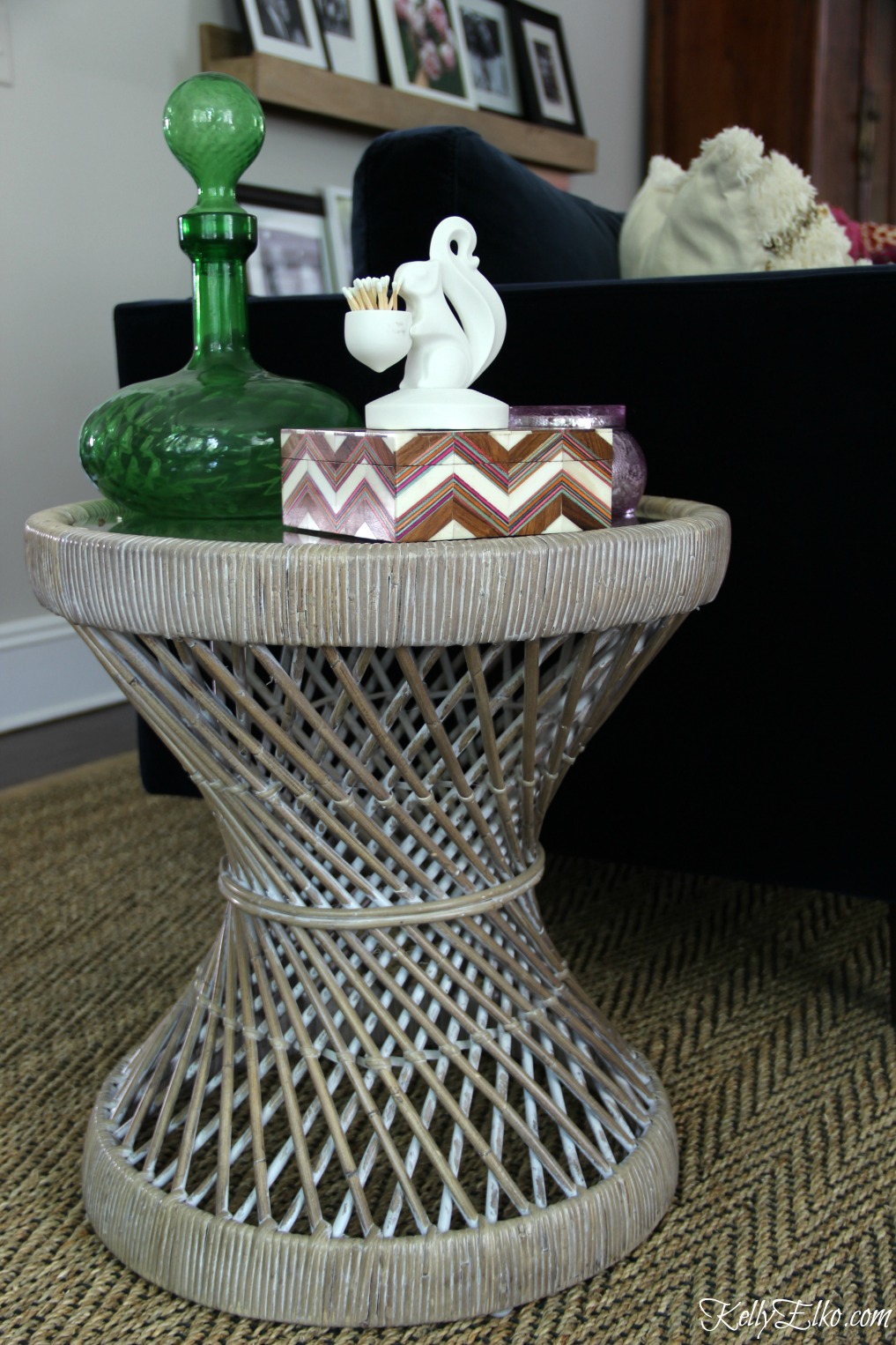 Love this round rattan side table kellyelko.com