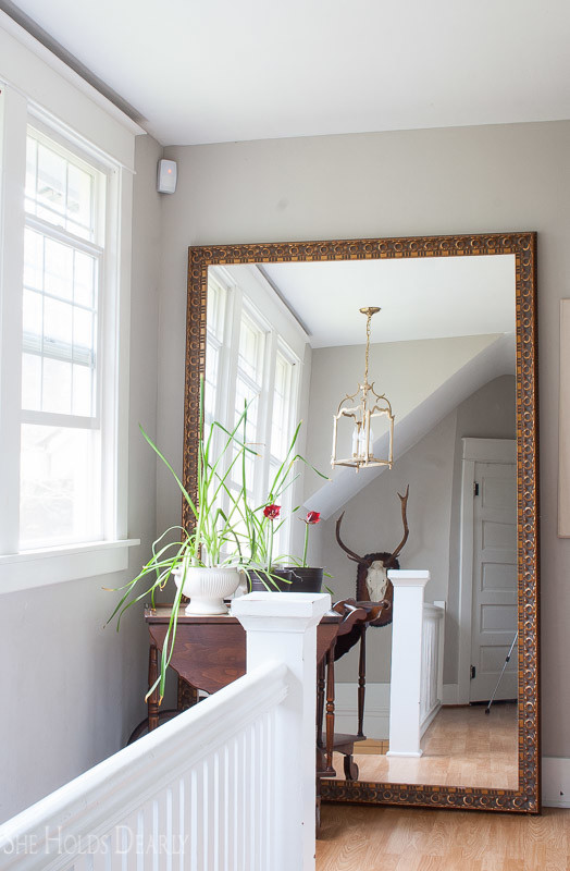 Farmhouse tour - love the giant mirror in the hallway