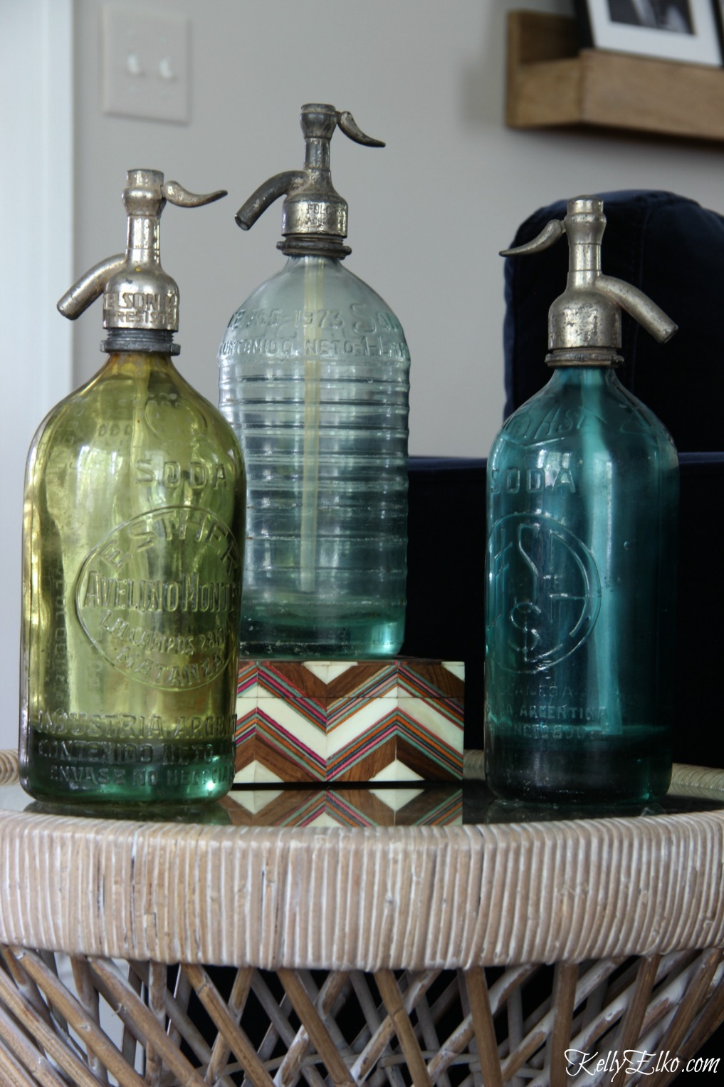 Trio of vintage seltzer bottles kellyelko.com