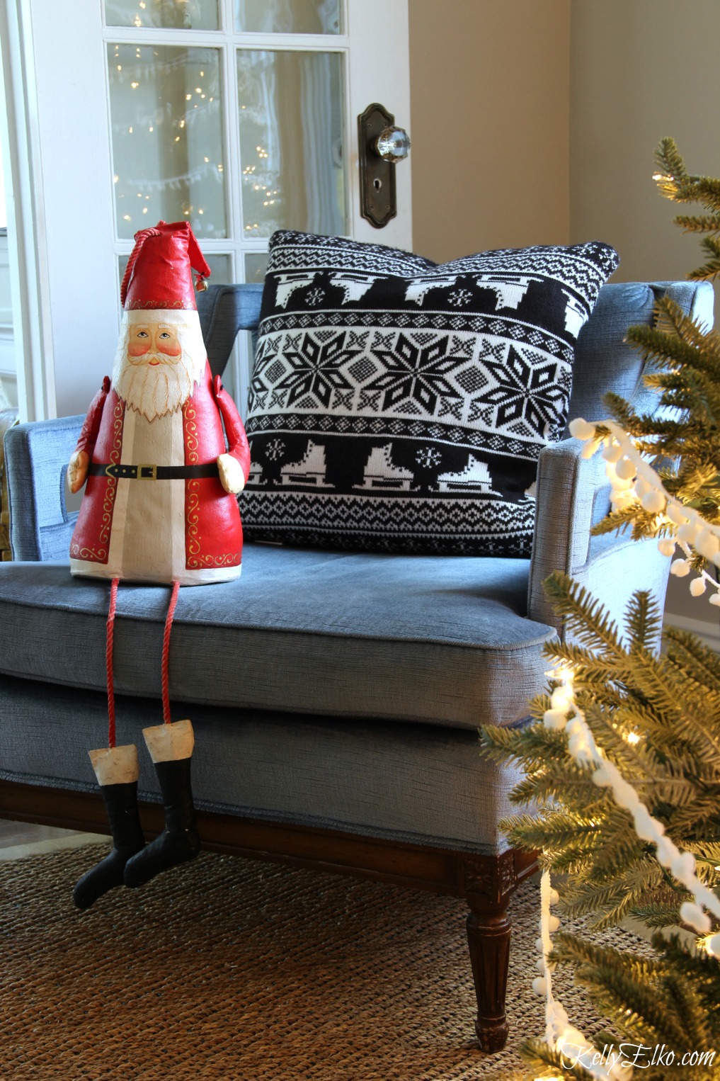 Christmas Home Tour - love this cute little Santa kellyelko.com