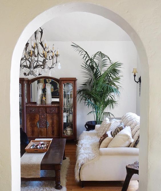 Eclectic, boho living room - love the mix of old and new