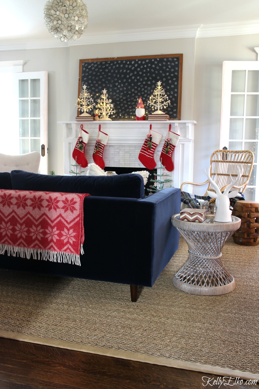 Christmas Home Tour - love the Scandinavian style mantel kellyelko.com