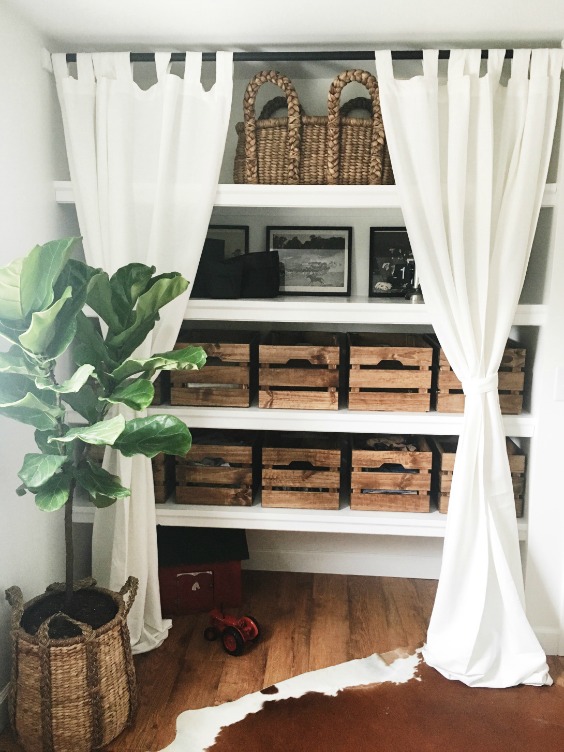 Farmhouse Tour - turn a closet into open shelf storage