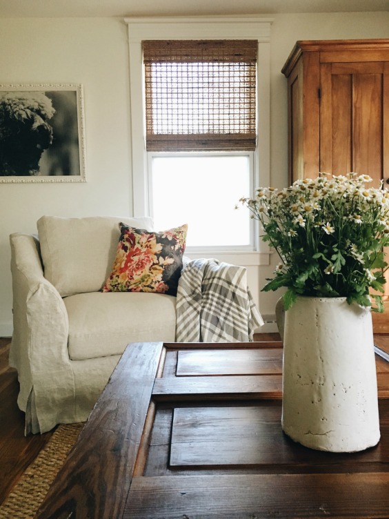 Farmhouse Tour - love the door coffee table