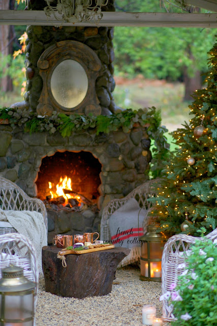 Creative Christmas Decorating Ideas - love this stunning stone fireplace