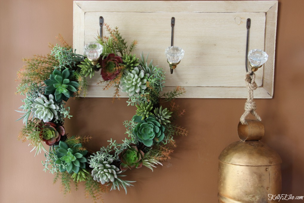 Love this faux succulent wreath kellyelko.com