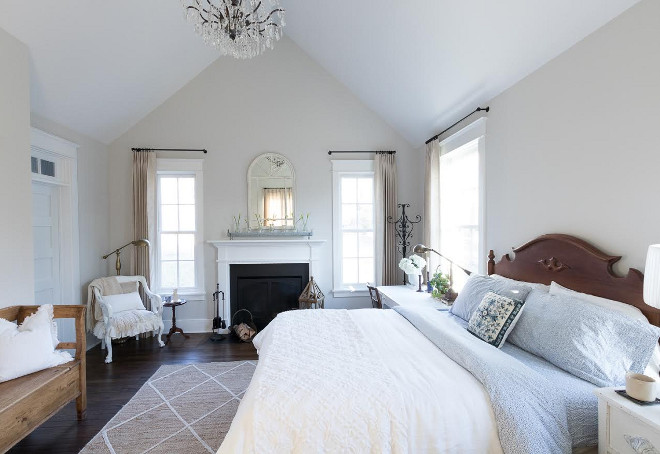 Eclectic Home Tour of Green Spruce Designs - love the fireplace in the bedroom