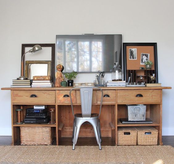 Eclectic Home Tour of Green Spruce Designs - antique cabinet becomes a desk 