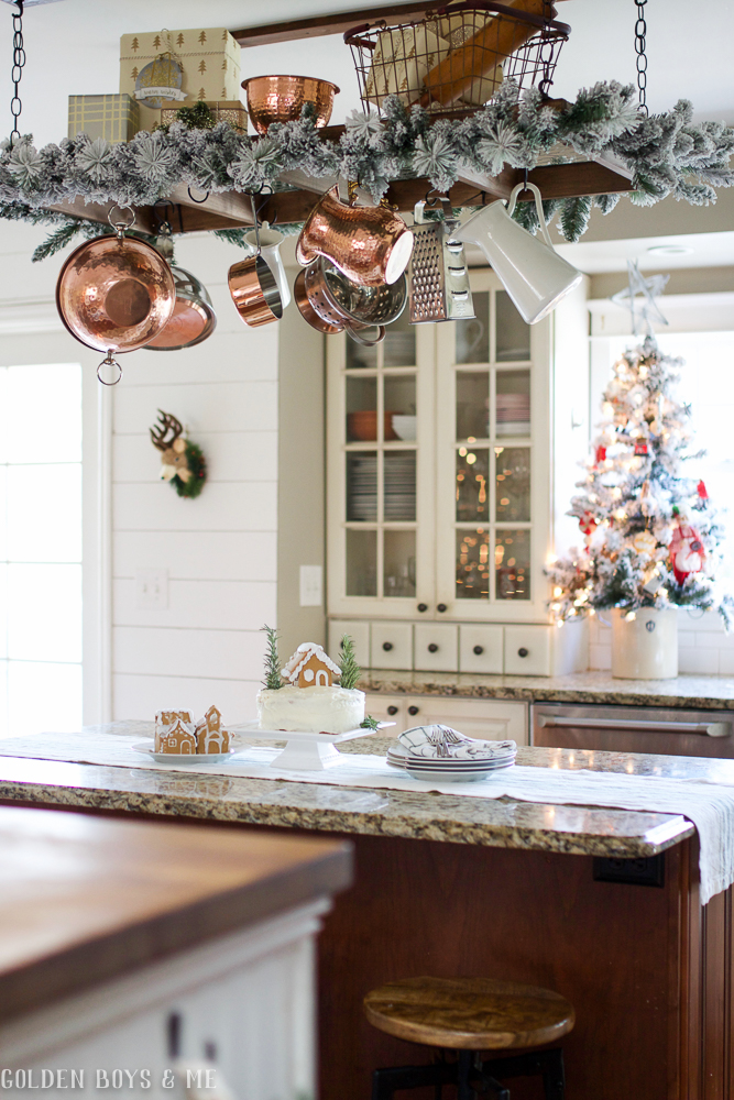 Creative Christmas Decorating Ideas - add garland to a pot rack